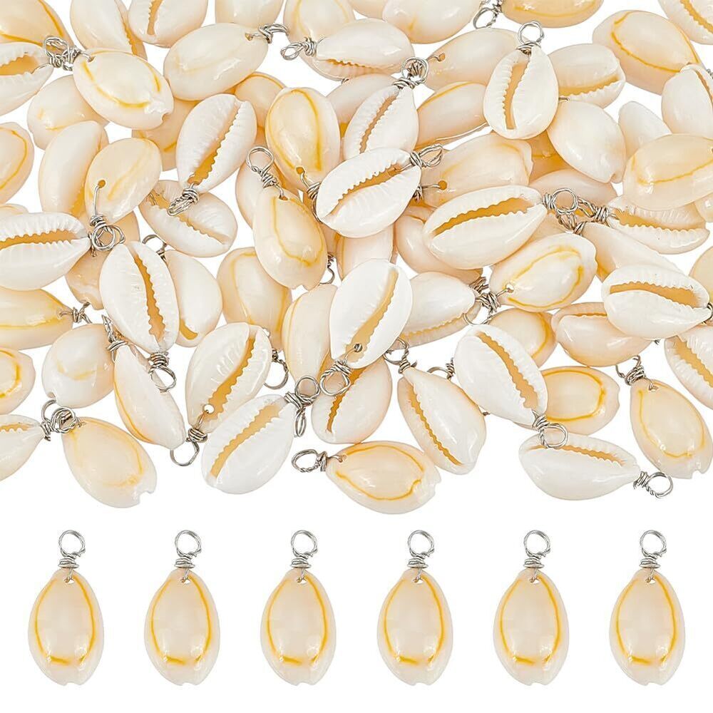 3322 120Pcs Natural Cowrie Shell Charms Shell Pendant Spiral Seashells